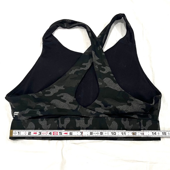 Fabletics Medium Impact Sports Bra in Black/Gray Camo Print, Size S - Picture 3 of 3